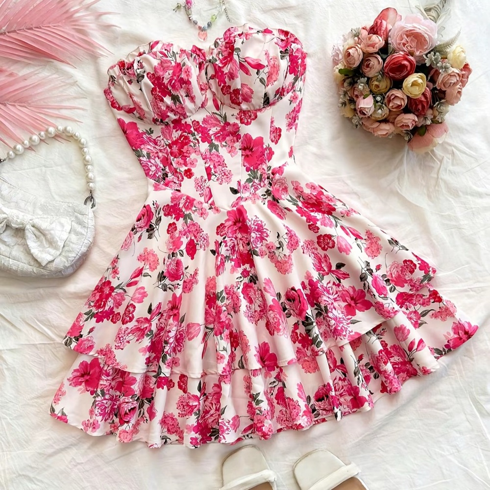Floral Strapless Dress